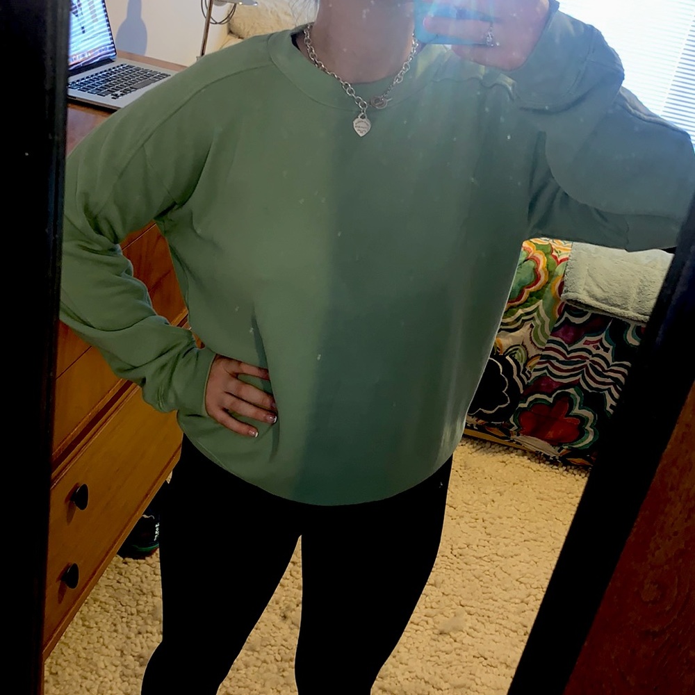 Club Monaco Green tea dyed crew neck sweatshirt